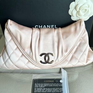 SOLD Full set: Excellent Chanel Pink Satin Clutch